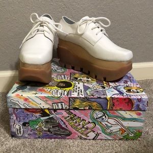 Jeffrey Campbell white leather platform oxford